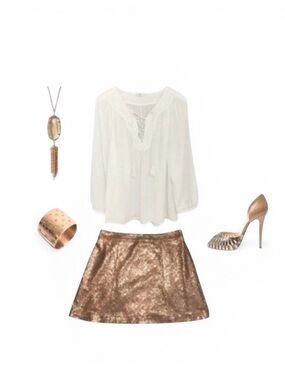 Decree Rose Gold Sequin Sparkly A-Line Mini Skirt Size M